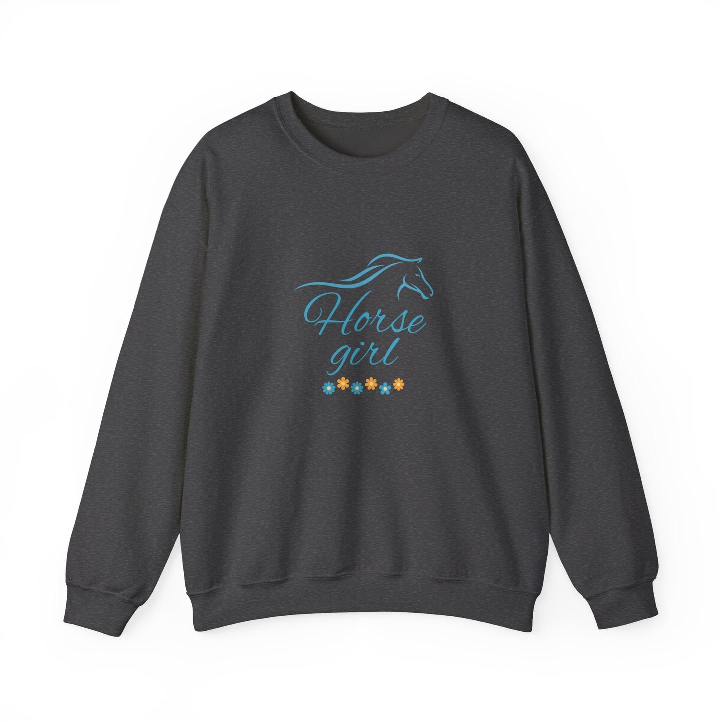 "Horse Girl" Inspirational Sweatshirt - Turquoise Horse & Flowers