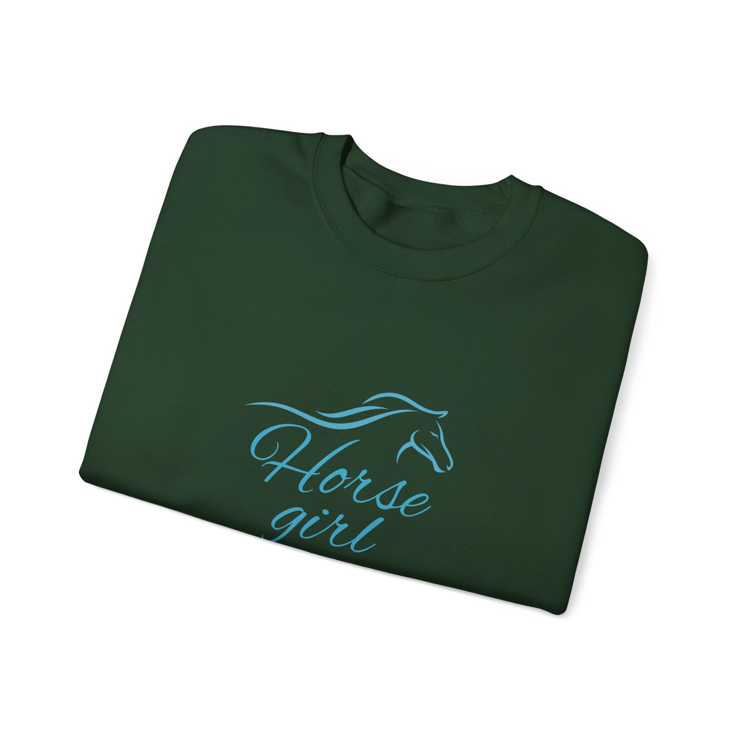 "Horse Girl" Inspirational Sweatshirt - Turquoise Horse & Flowers