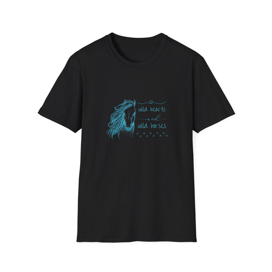 "Wild Hearts and Wild Horses" Inspirational Tee - Turquoise Horse