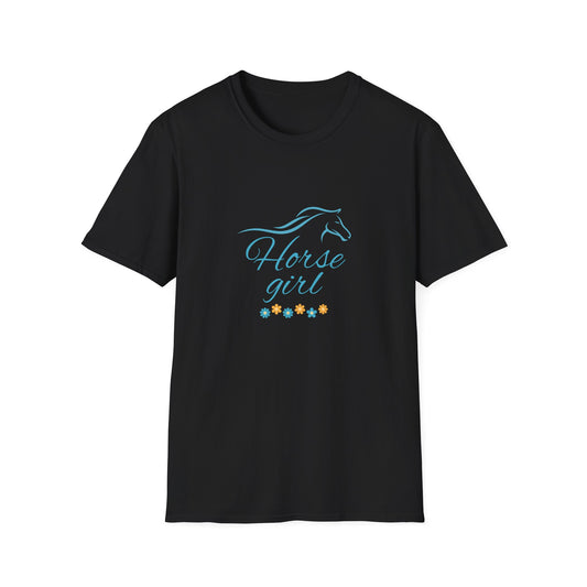 "Horse Girl" Inspirational Tee - Turquoise Horse & Flowers
