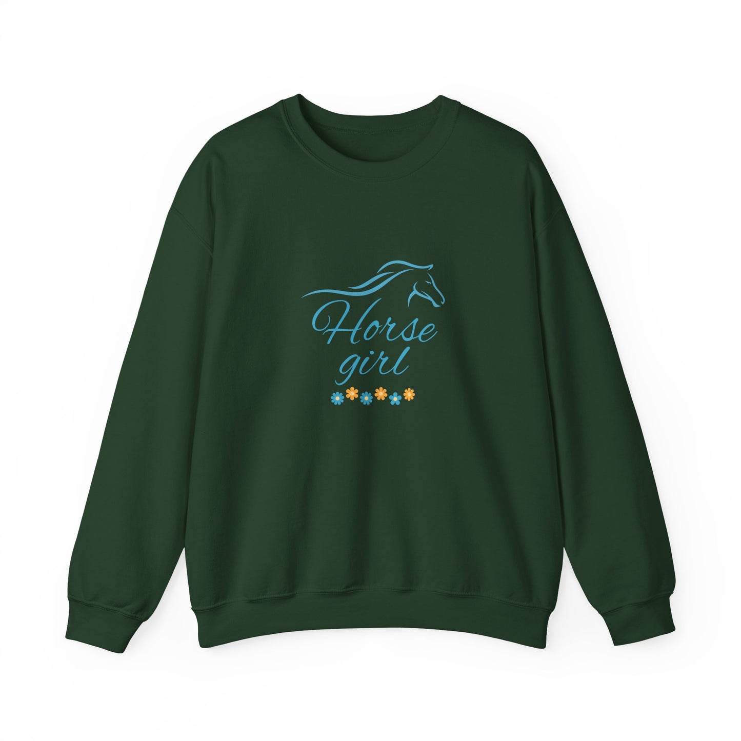 "Horse Girl" Inspirational Sweatshirt - Turquoise Horse & Flowers