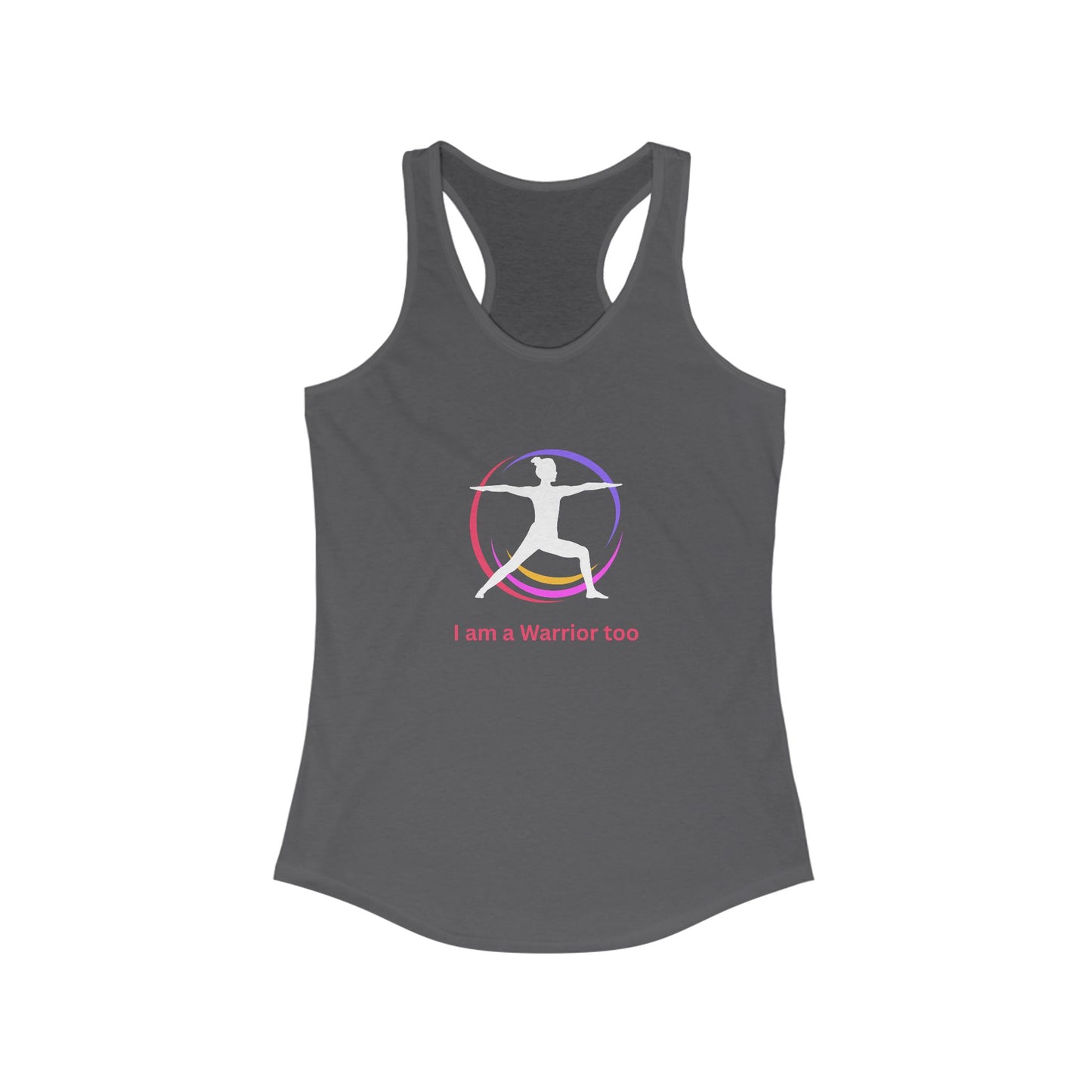 I am a Warrior too - Women's Yoga Racerback Tank - White logo with Color