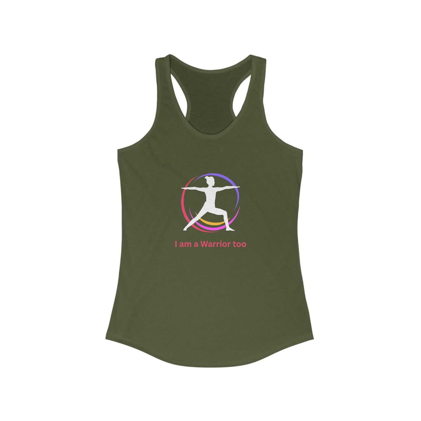 I am a Warrior too - Women's Yoga Racerback Tank - White logo with Color