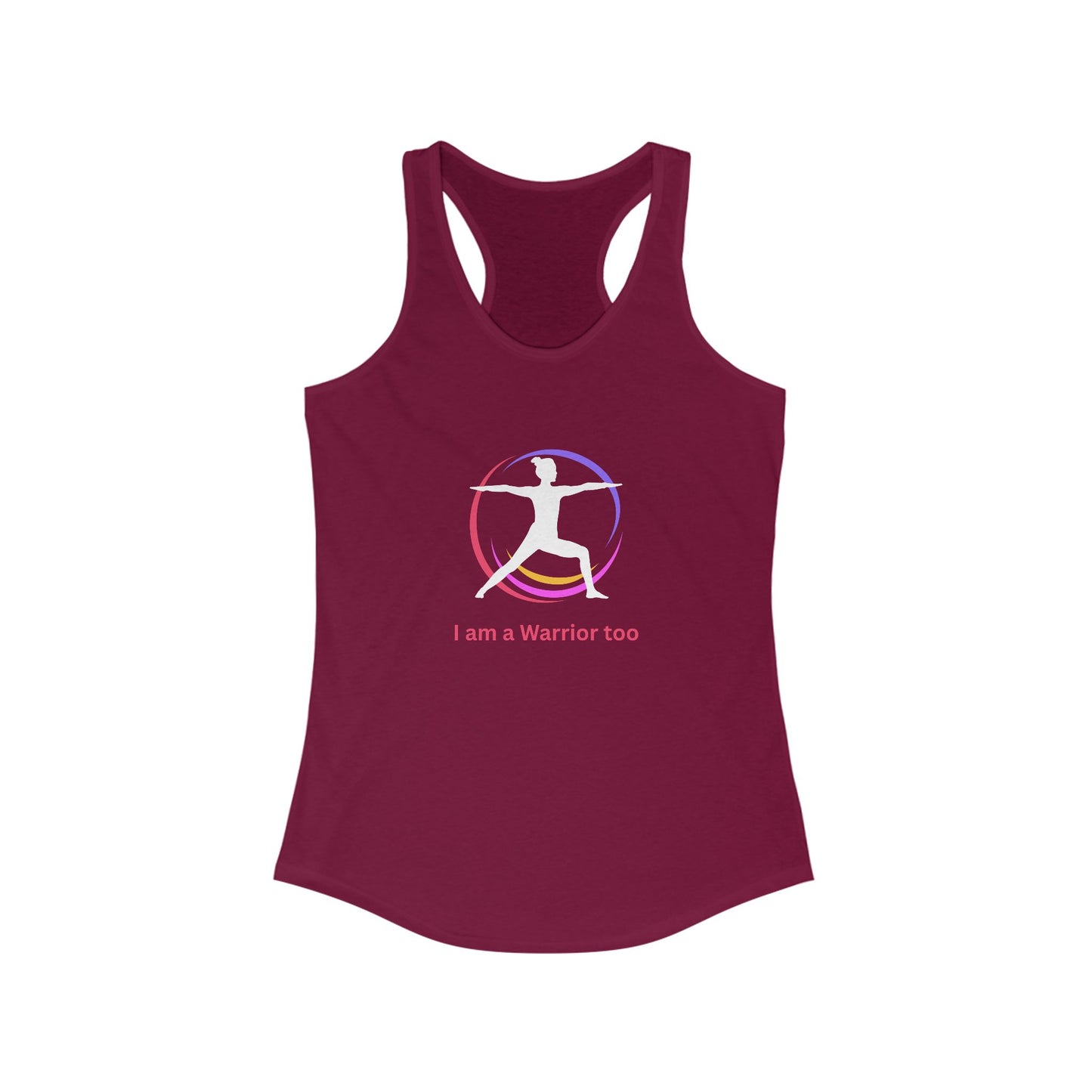 I am a Warrior too - Women's Yoga Racerback Tank - White logo with Color