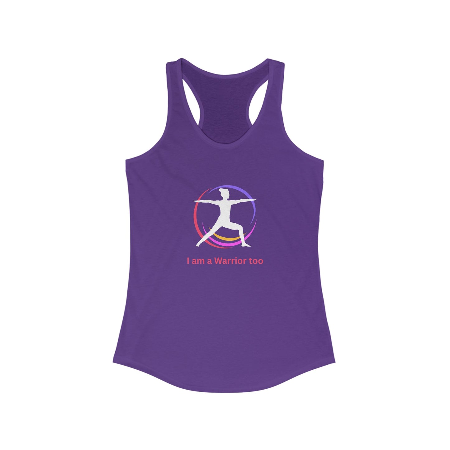 I am a Warrior too - Women's Yoga Racerback Tank - White logo with Color