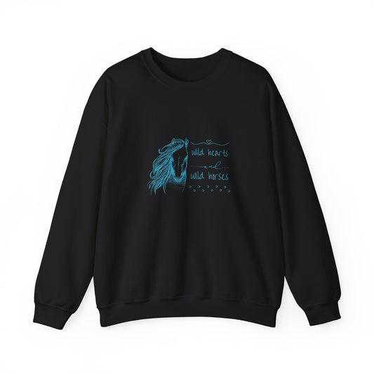 "Wild Hearts and Wild Horses" Inspirational Sweatshirt - Turquoise Horse