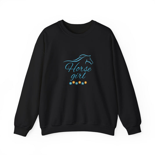 "Horse Girl" Inspirational Sweatshirt - Turquoise Horse & Flowers